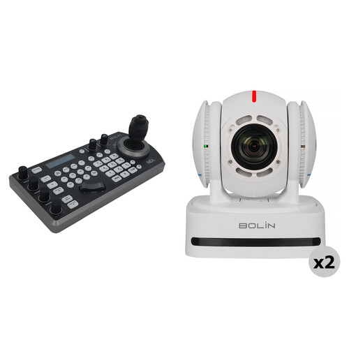 Bolin Technology N2-210X NDI|HX3 PTZ 2-Camera & NDI Controller Kit (White)
